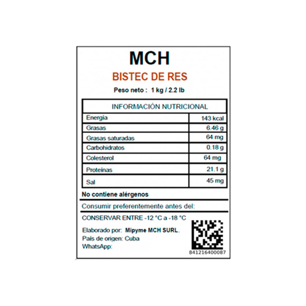 Bistec de res MCH (4 x 1 kg / 2.2 lb) - Miniatura 3