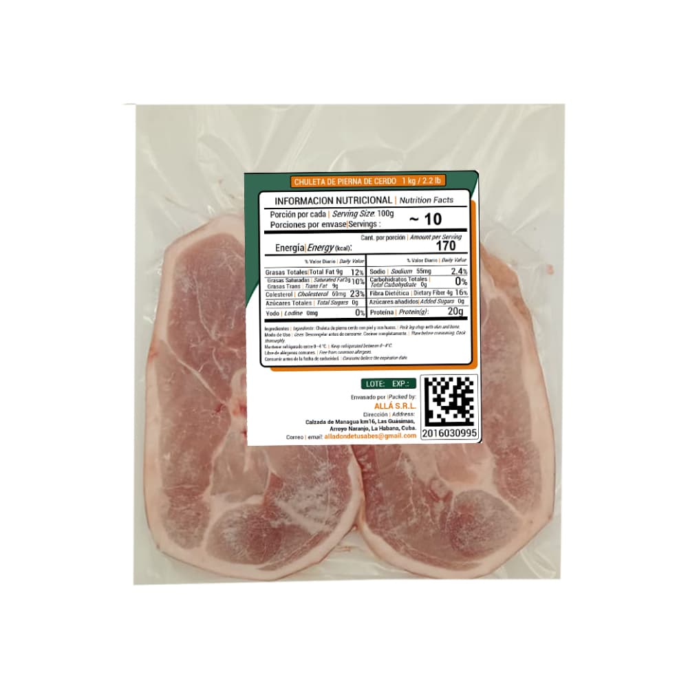 Chuleta de pierna de cerdo ALLÁ (1 kg / 2.2 lb) - Miniatura 3