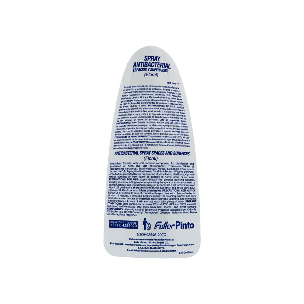 Spray antibacterial para espacios y superficies de baño aroma floral Full Fresh (500 ml / 16.9 floz) - Miniatura 3