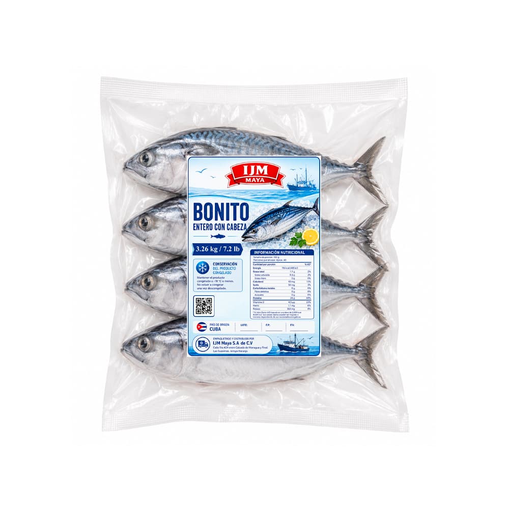 Bonito entero con cabeza IJM Maya (3.26 kg / 7 lb) - Miniatura 1