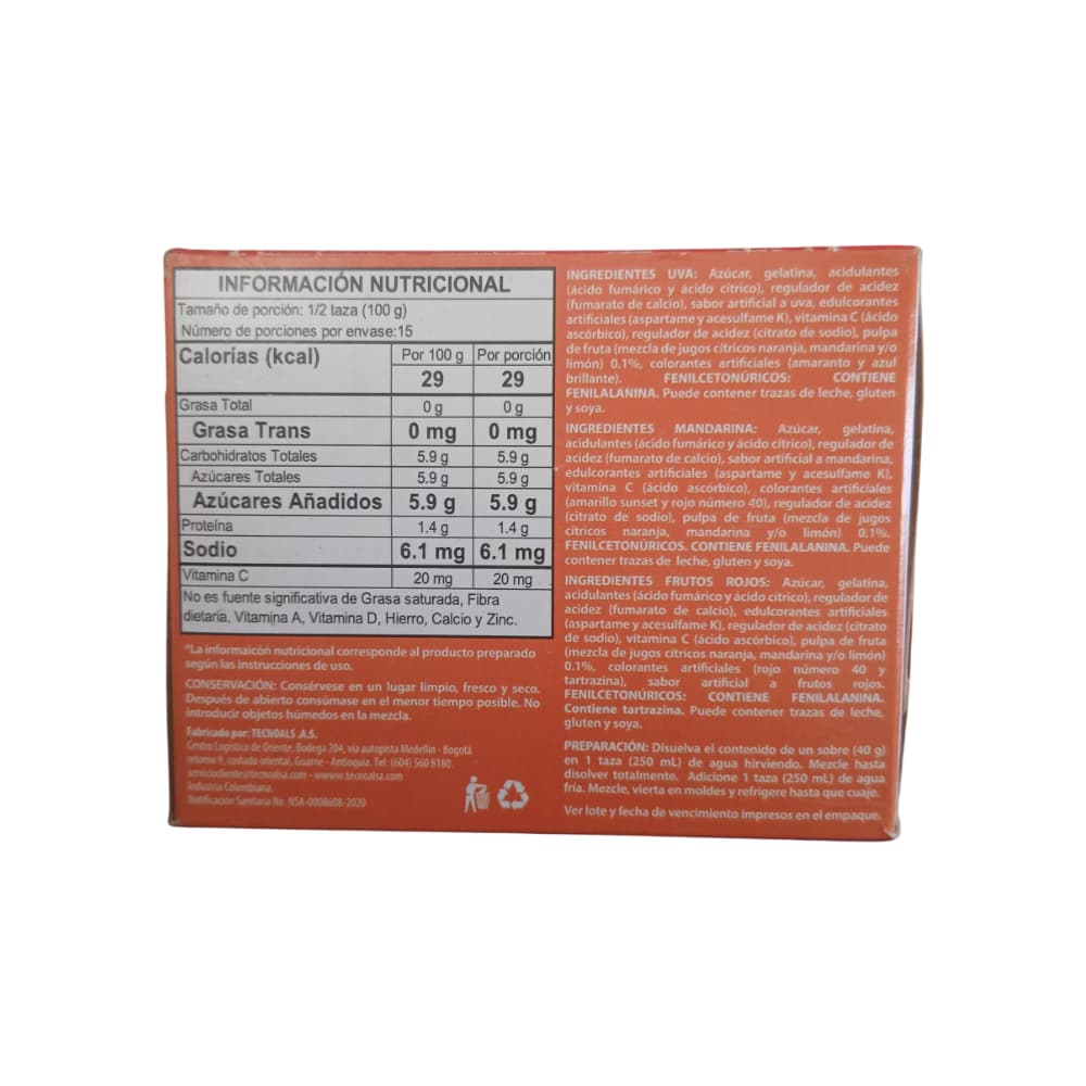 Gelatina sabor mandarina, frutos rojos y uva Boom (120 g / 4.23 oz) - Miniatura 4