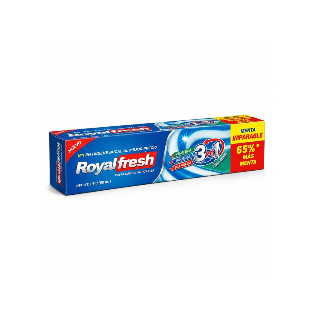 Pasta dental anticaries 3 en 1 Extra-Menta Royalfresh (115 g / 4.05 oz) - Miniatura 1