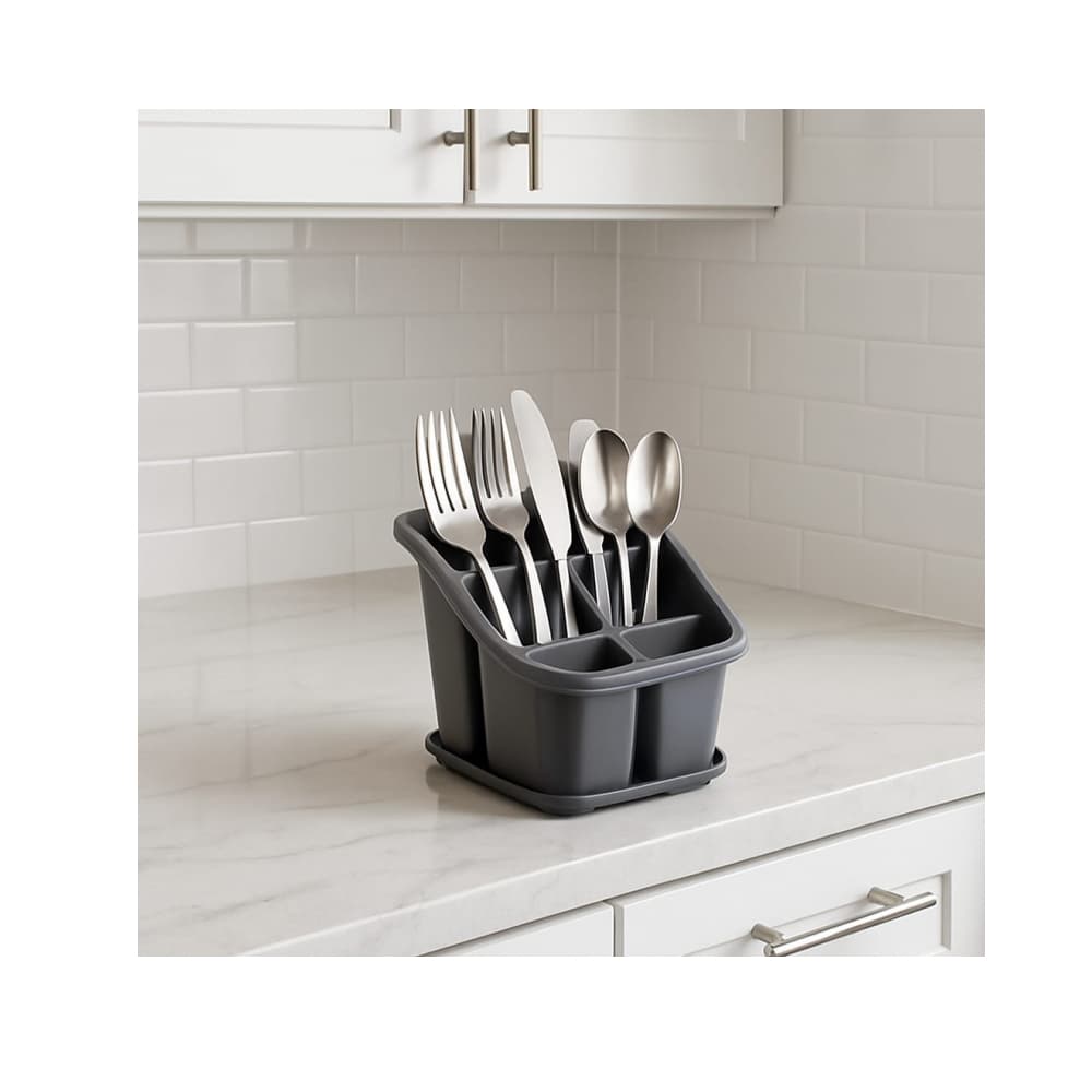 Organizador plástico con bandeja para cubiertos Dunya - Miniatura 2