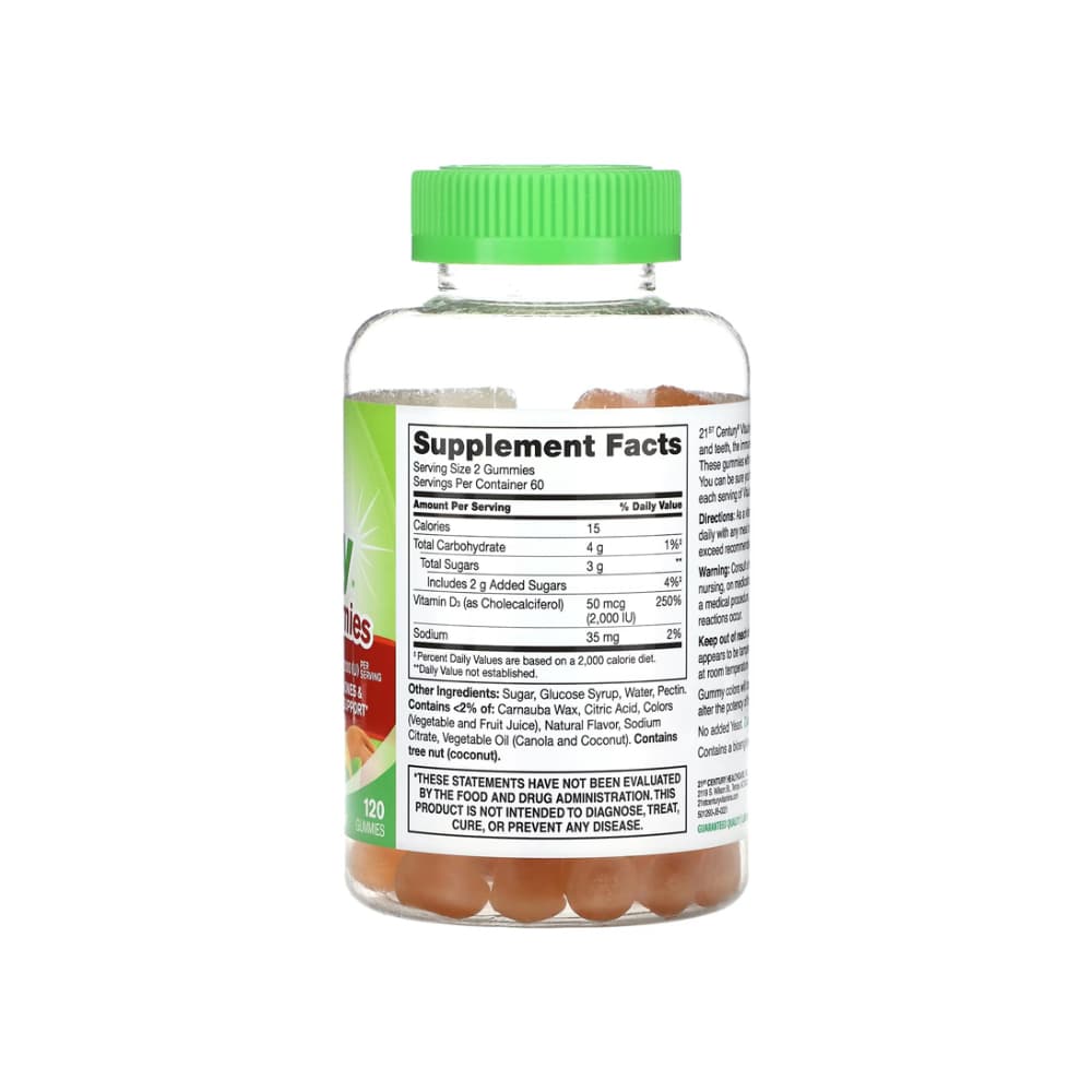 Vitamina D3. Gomitas sabor melocotón VitaJoy 21st Century (120 gomitas) - Miniatura 2