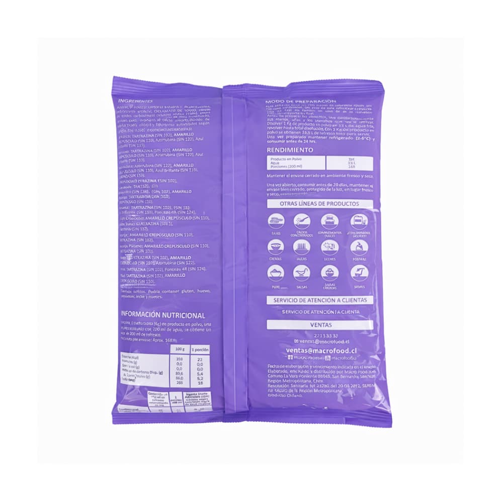 Refresco caribeño 33 sabor melón calameño Macro Food (1 kg / 2.2 lb) - Miniatura 2