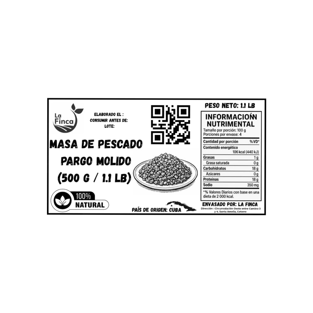 Masa de pescado pargo molido La Finca (500 g / 1.1 lb) - Miniatura 2
