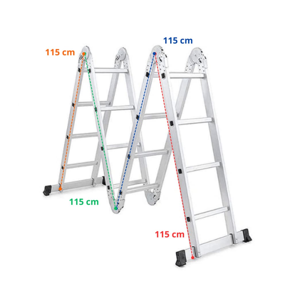 Escalera multifuncional de aluminio reforzado de 4 secciones - Miniatura 5