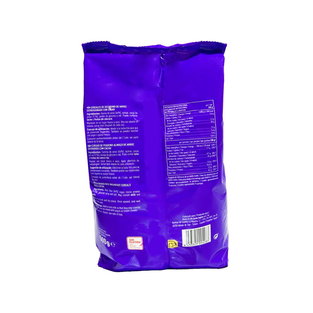 Cereal de arroz inflado con cacao El Corte Inglés (500 g / 1.1 lb) - Miniatura 3