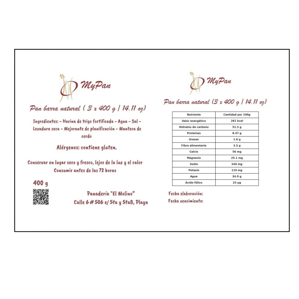 Pan barra natural ( 3 x 400 g / 14.11 oz ) - Miniatura 3