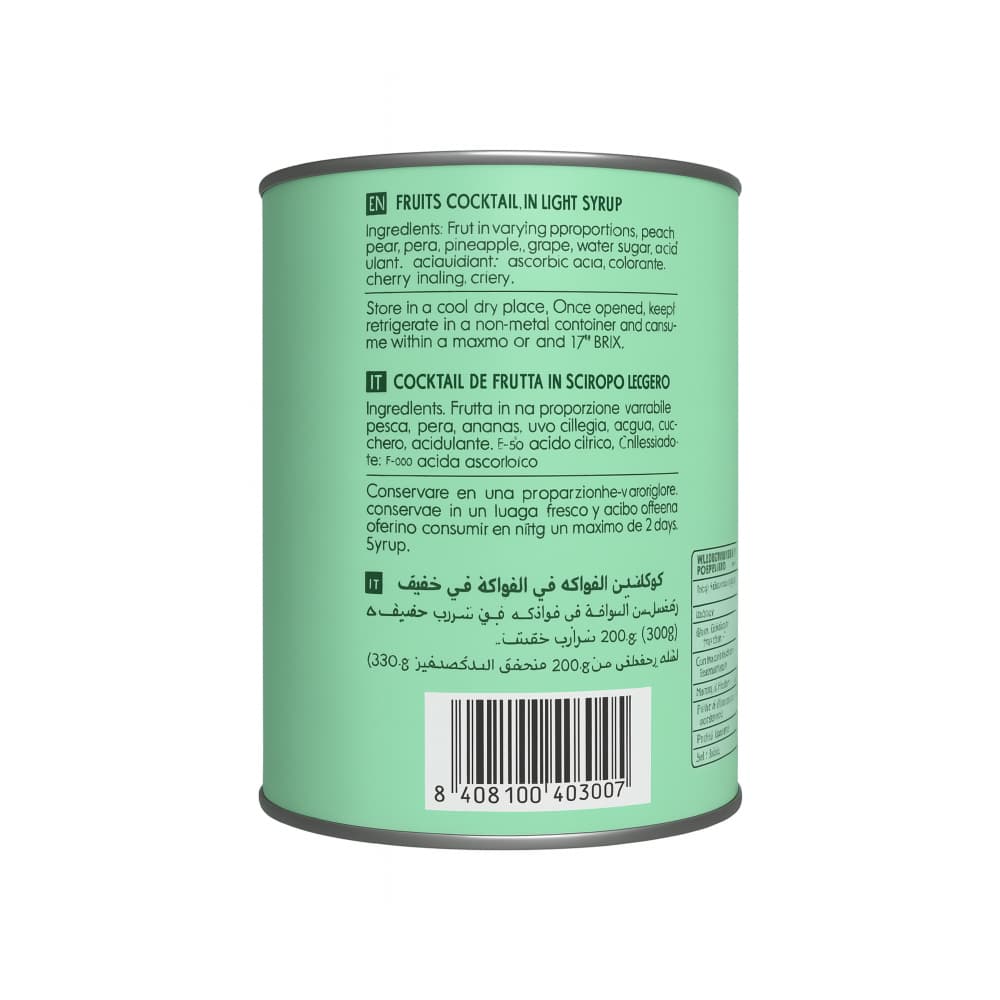 Cóctel de frutas en almíbar ligero Mocitos (2.65 kg / 5.83 lb) - Miniatura 3