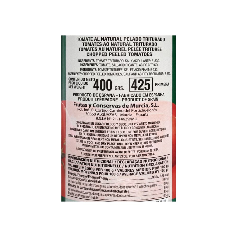 Tomate al natural pelado triturado Mocitos (400 g / 14.1 oz) - Miniatura 3
