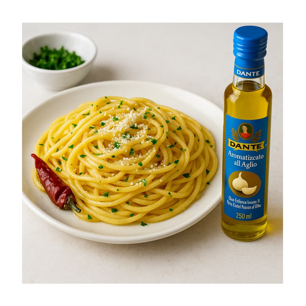 Aceite de oliva extra virgen aromatizado al ajo Dante (250 ml) - Miniatura 2