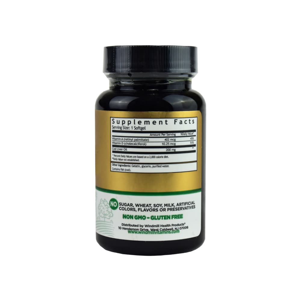 Aceite de hígado de bacalao 200 mg Windmill Naturals Vitamins (100 cápsulas blandas) - Miniatura 4