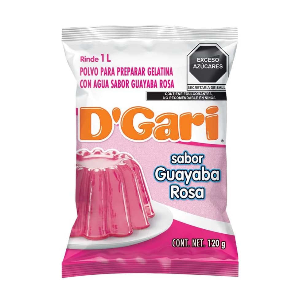 Polvo para preparar gelatina con agua sabor guayaba rosa D'Gari (120 g / 4.23 oz) - Miniatura 1