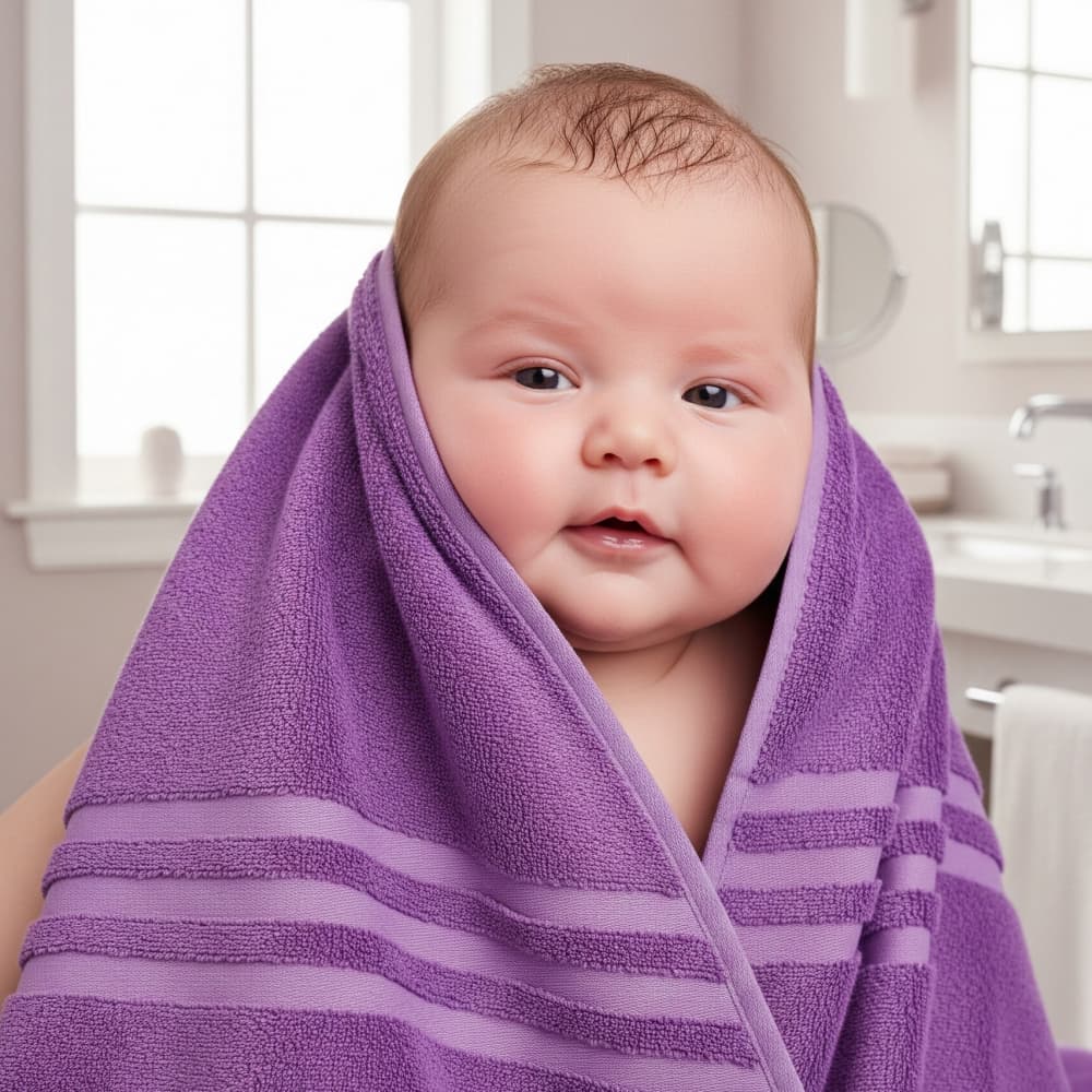 Toalla morada Yara (70 cm x 140 cm) - Miniatura 3