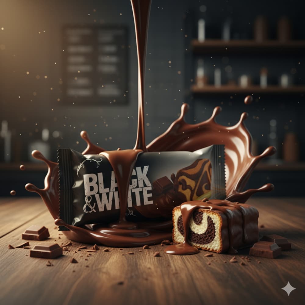 Pastel cubierto de cacao con relleno de chocolate con leche Black & White (24 x 40 g / 1.41 oz) - Miniatura 4