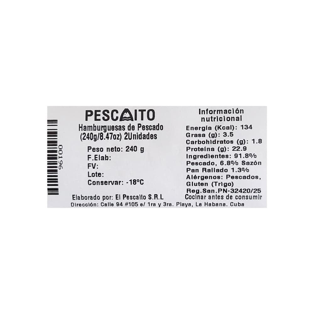 Hamburguesa de pescado Pescaito (240 g / 8.47 oz) - Miniatura 3