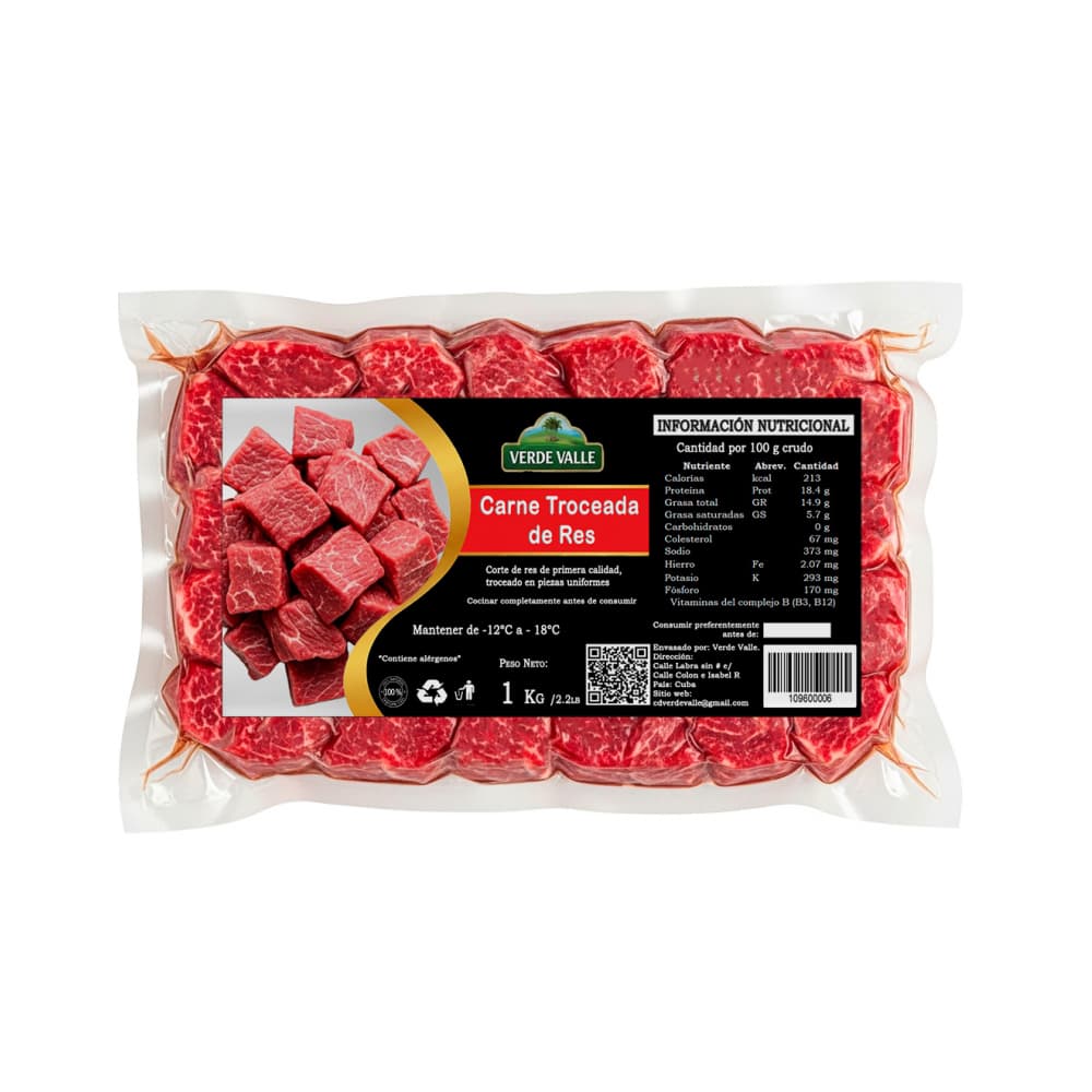 Carne troceada de res Verde Valle (1 kg / 2.2 lb) - Miniatura 2