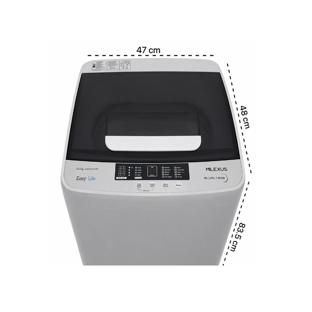 Lavadora automática de 7.5 kg gris Milexus ML-LVTL-7.5 kg - Miniatura 2