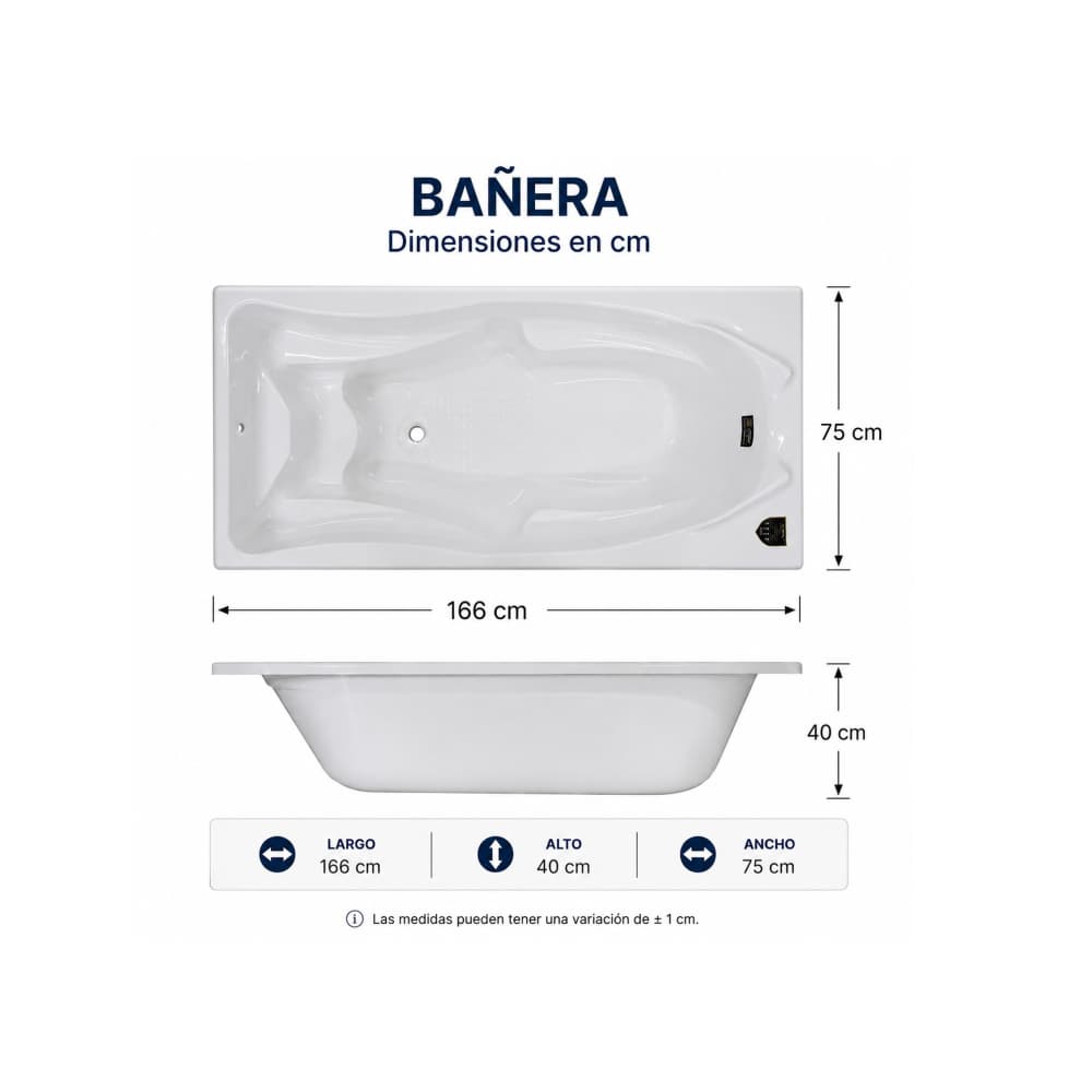 Bañera acrílica rectangular color blanco Zeric Modelo SFS-5 - Miniatura 5