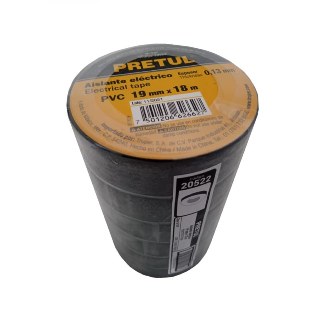 Conjunto de 6 rollo de aislante eléctrico -tape- 19mm x 18 m - Imagen 1