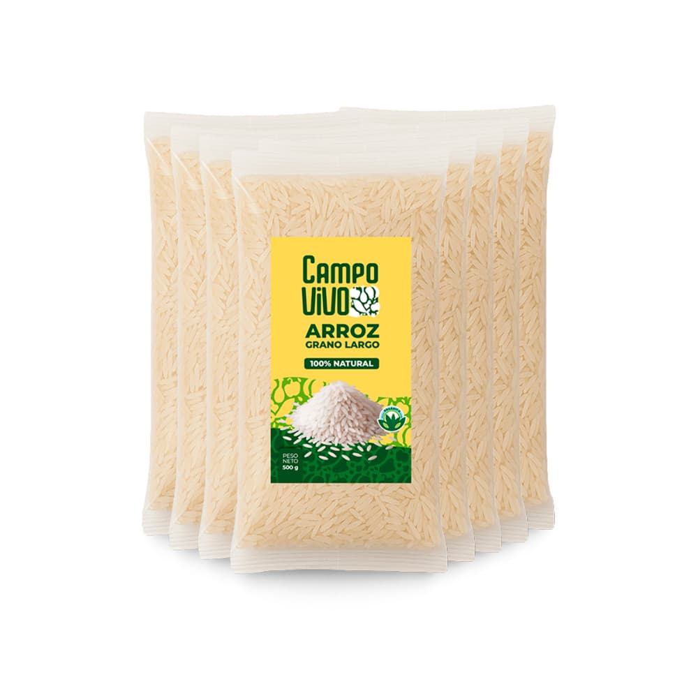 Arroz de grano largo Campo Vivo (8 x 500 g / 1.1 lb) - Imagen 1