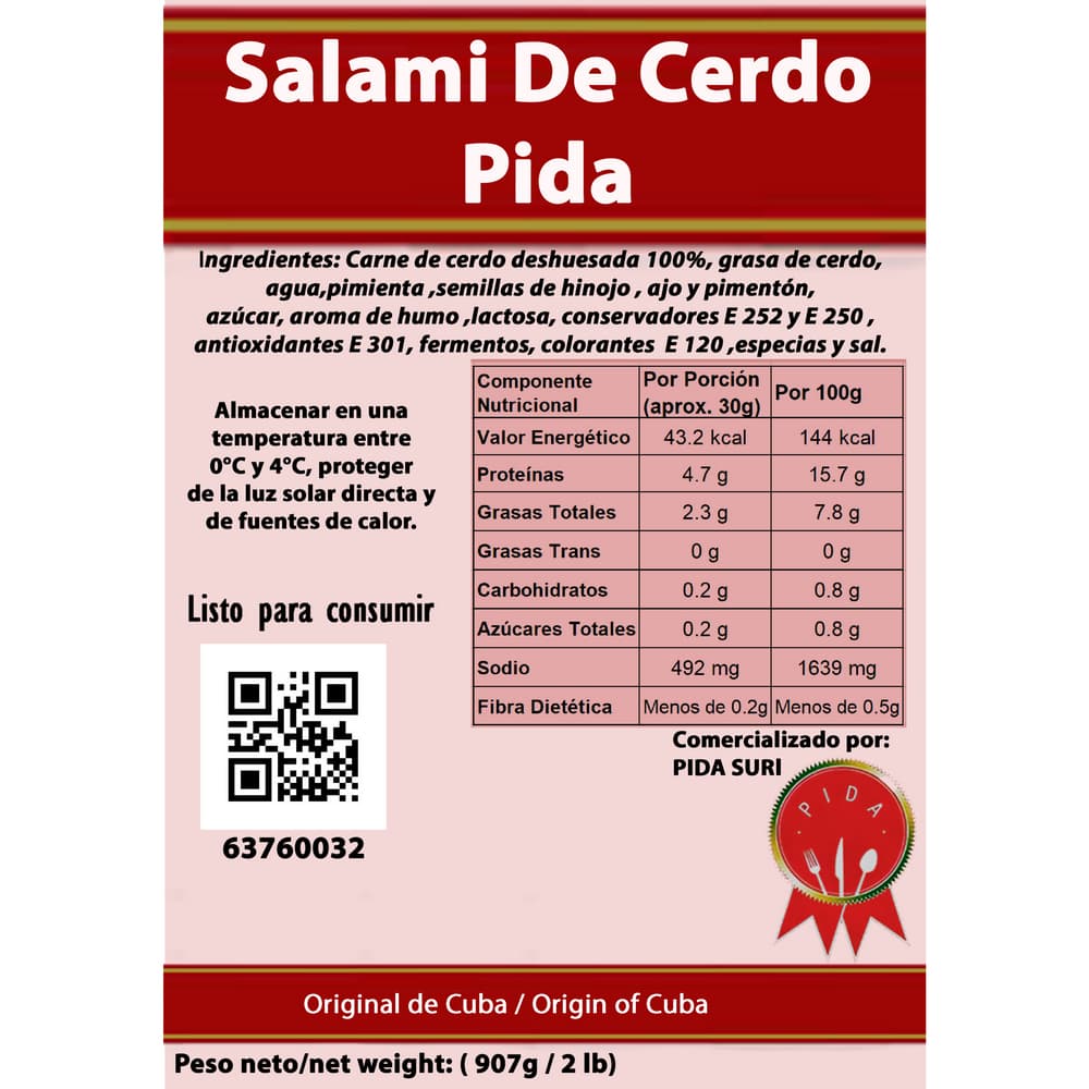 Salami de cerdo Pida (907 g / 2 lb) - Miniatura 3