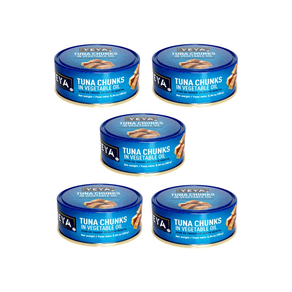 Atún en trozos en aceite vegetal YEYA ( 5 x 160 g / 5.64 oz) - Imagen 1