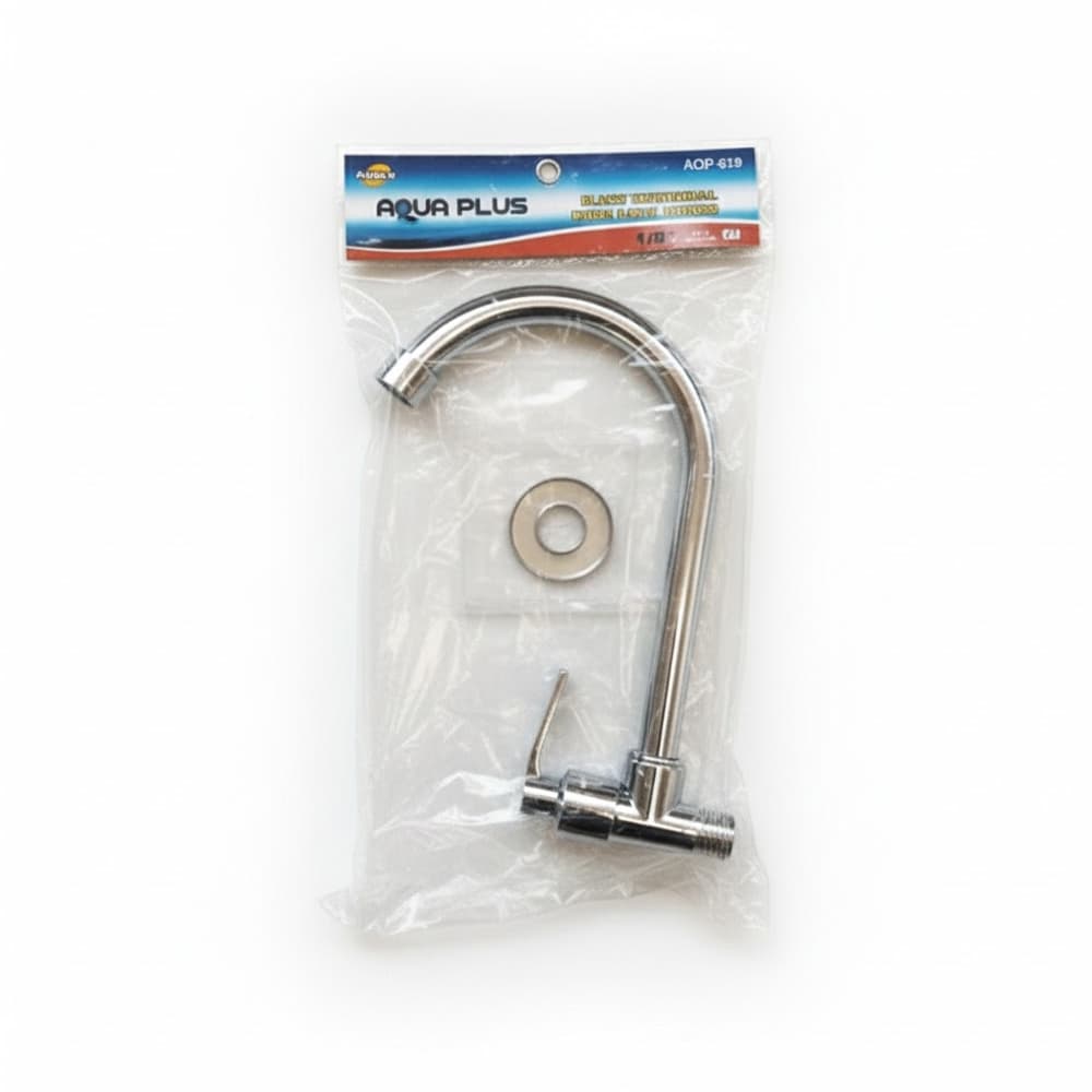 Grifo individual cuello de ganso para fregadero con toma a la pared Aqua Plus - Miniatura 1