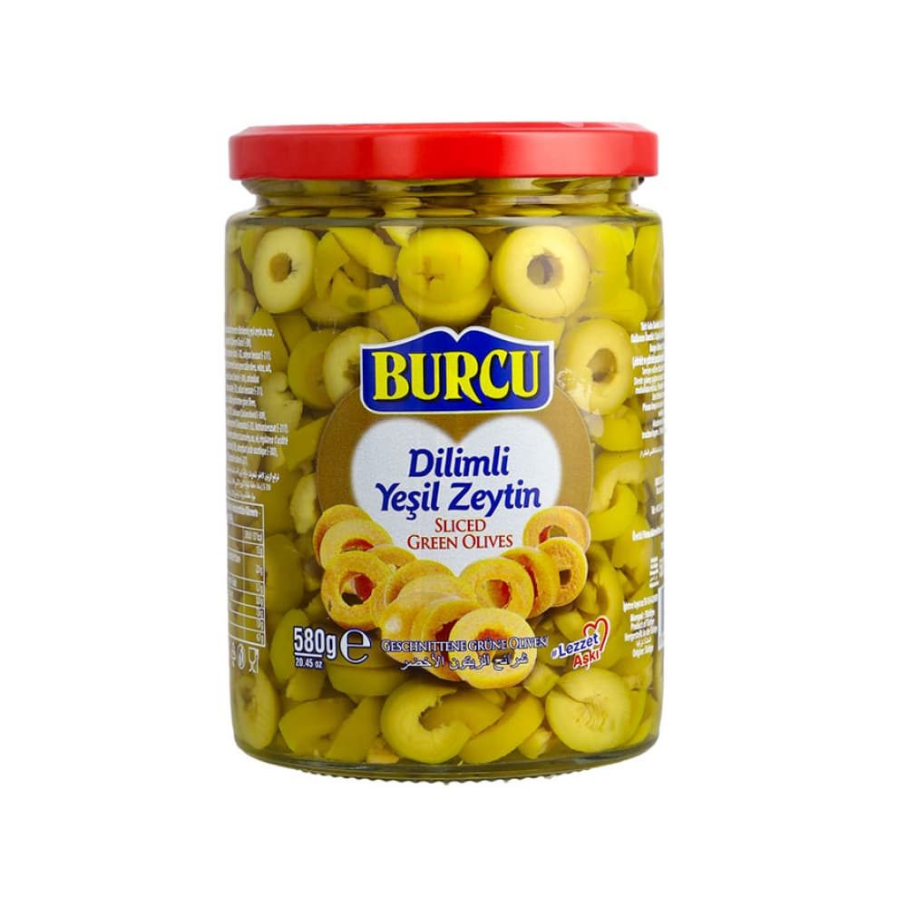Aceitunas verdes en rodajas Burcu (580 g / 1.28 lb) - Imagen 1