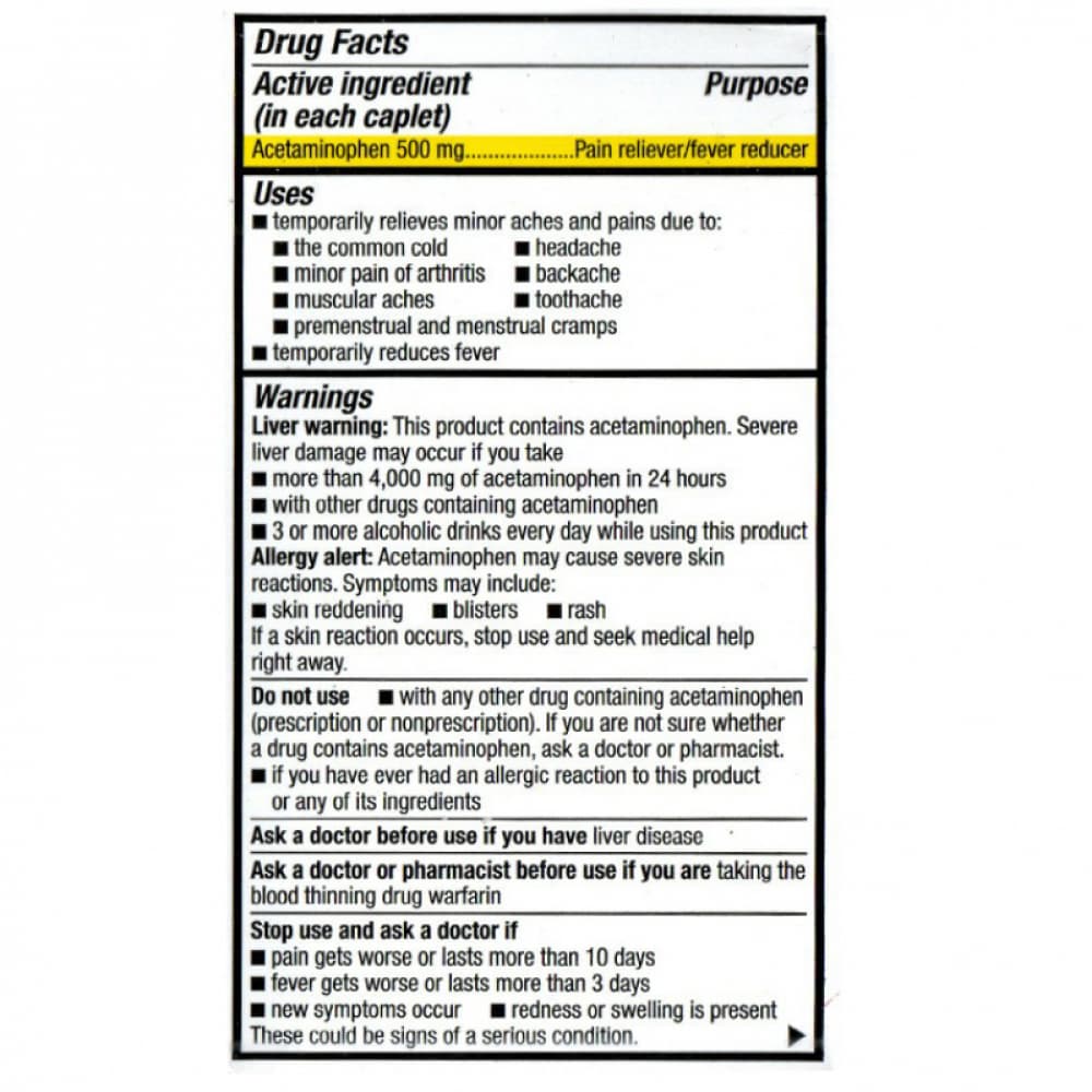 Fórmula para alivio de la migraña: Paracetamol 250 mg + Aspirina 250 mg + Cafeína 65 mg GoodSense (100 tabletas) - Miniatura 3