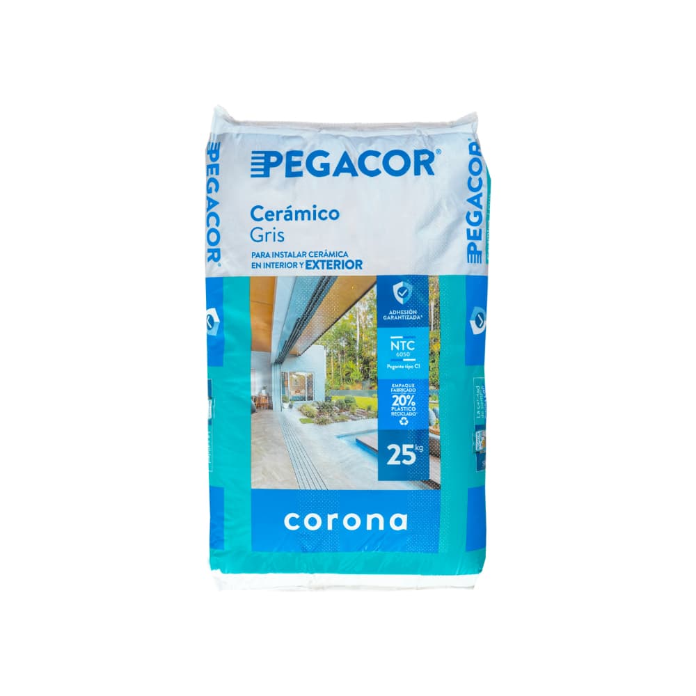 Cemento cola cerámico gris para instalación en interiores Pegacor Corona (25 kg / 55.12 lb) - Miniatura 1