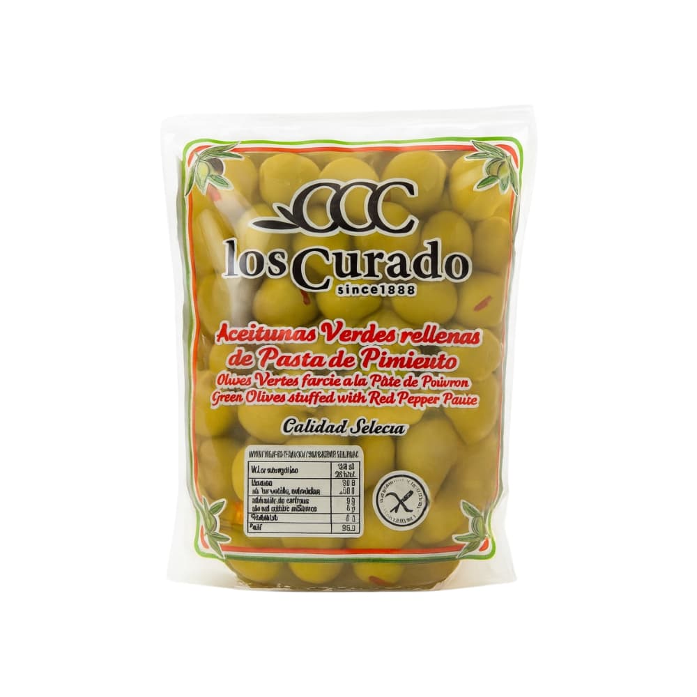 Aceitunas verdes rellenas de pasta de pimiento Los Curado (180 g / 6.35 oz) - Imagen 1