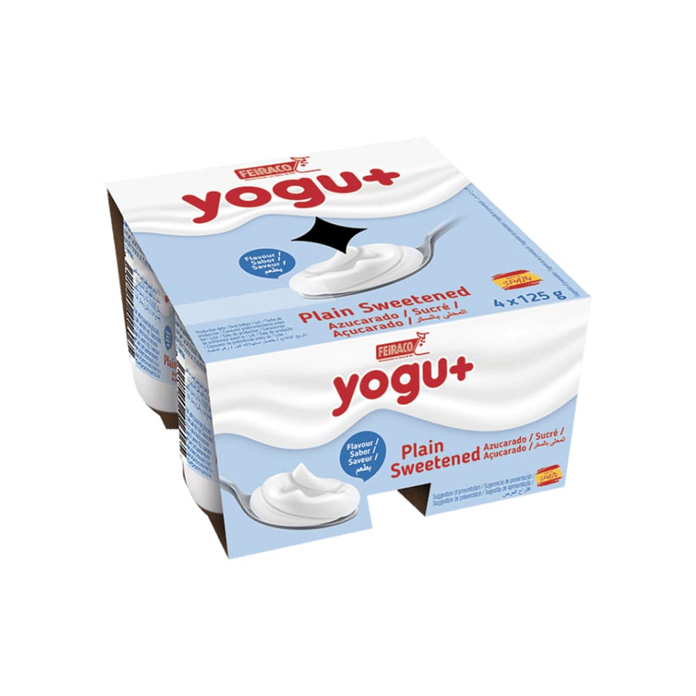 Yogurt pasteurizado sabor natural azucarado Yogu+ Feiraco (16 x 125 g / 4.41 oz) - Miniatura 2