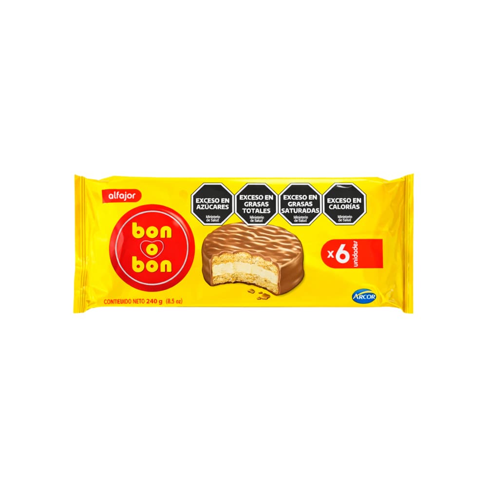 Alfajor relleno de maní Bon o Bon Arcor (6 x 40 g / 1.41 oz) - Miniatura 1
