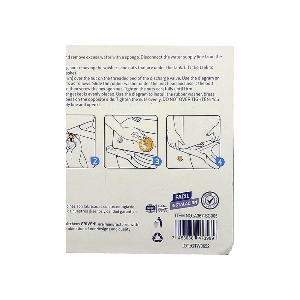 Kit completo para acople de inodoro con descarga de 2" Griven - Miniatura 7