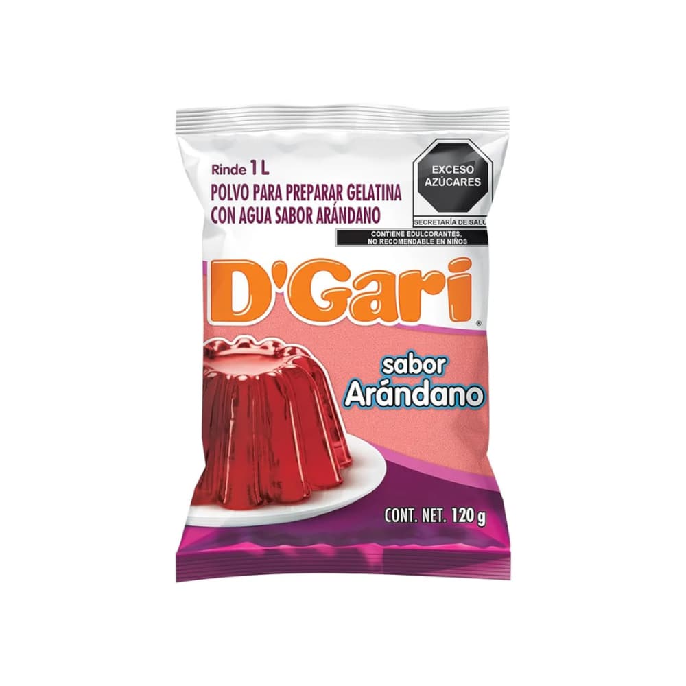 Polvo para preparar gelatina con agua - sabor arándano D'Gari (120 g / 4.23 oz) - Miniatura 5