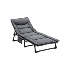 Catre plegable reclinable acolchado con almohada y bolsillo lateral 55 x 175 x 30 cm NAP