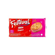 Galletas dulces rellenas con crema sabor a fresa Festival Noel (600 g / 1.32 lb)