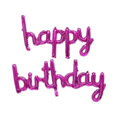 Cartel metálico de happy birthday color rosado Ballons