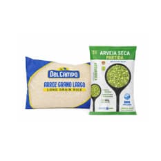 Arroz de grano largo Del Campo (2.27 kg / 5 lb) + Chícharos verdes partidos DDS Desdelsur (500 g / 1.10 lb)
