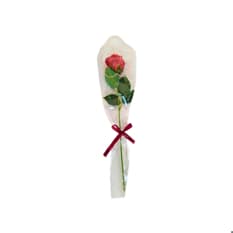 Rosa roja artificial empaquetada como regalo Tiara