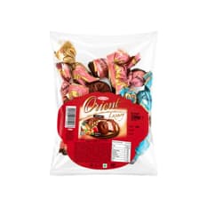 Bombones de cacao con leche con sabor a avellana, fresa y coco rellenos de crema y arroz crujiente Tayas Orient (250 g / 8.82 oz)