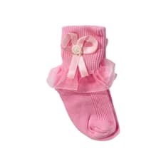 Par de calcetines con tul color rosado para bebé Baby Luna (Talla 0-1 mes)