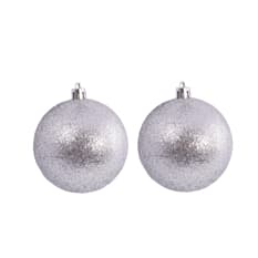 Pack 2 bolas de navidad color plata con purpurina de 7 cm Casa y Menaje