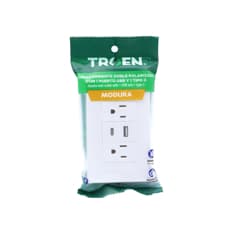 Tomacorriente doble polarizado con puerto USB y puerto C de 15 A Troen