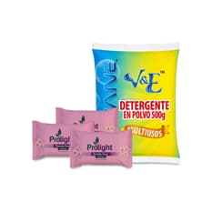 Combo de higiene y limpieza #3: Detergente en polvo multiuso con aroma floral Lavane + Jabón de belleza con fragancia a orquídea Prolight