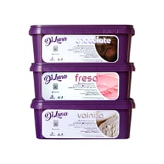 Helado sabor chocolate + sabor fresa + sabor vainilla DiLuna
