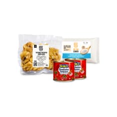 Combo criollo #3: Tostones prefritos congelados Cosecha Real + Pasta de tomate Burcu + Sal fina común Cosecha Real
