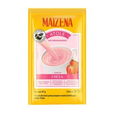 Fécula de maiz para preparar atole fortificado sabor fresa Maizena (47 g / 1.66 oz)